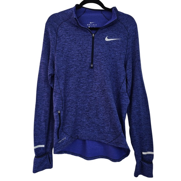 Nike Dri-Fit Size S Womens Blue 1/2 Zip High Neck Athletic Pullover 1bl8